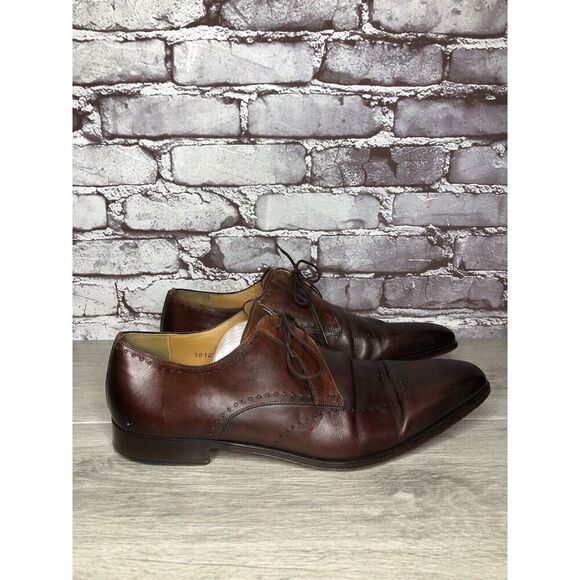 Magnanni Neiman Marcus Burnished Brown Leather Wingtip Dress Shoes Men Sz 10M US - Picture 14 of 16